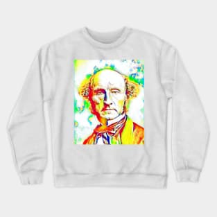 John Stuart Mill Colourful Portrait | John Stuart Mill Artwork 10 Crewneck Sweatshirt